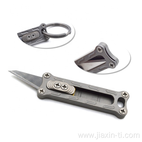 mini titanium utility sliding pocket knife